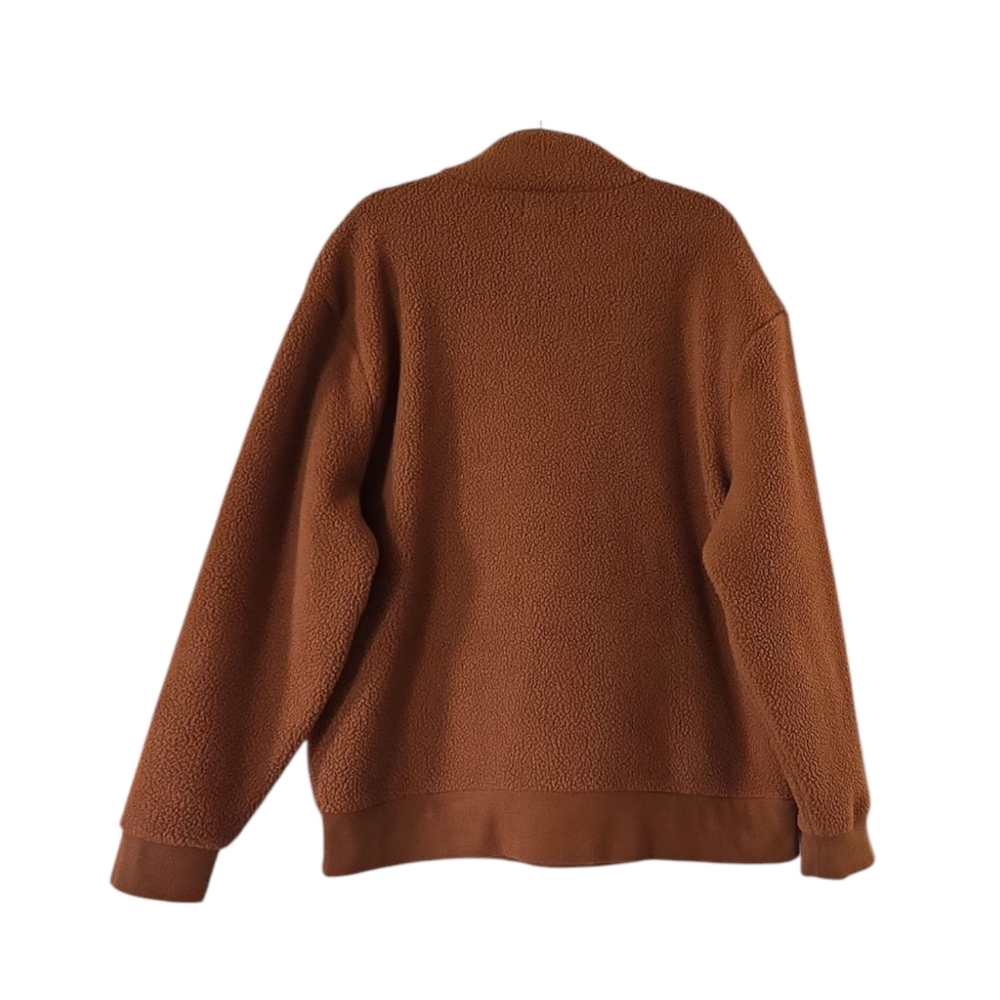 Madewell Men's Brown Rust (Re)Sourced Sherpa Half Zip Pullover Sweatshirt Sz XL - Picture 5 of 12